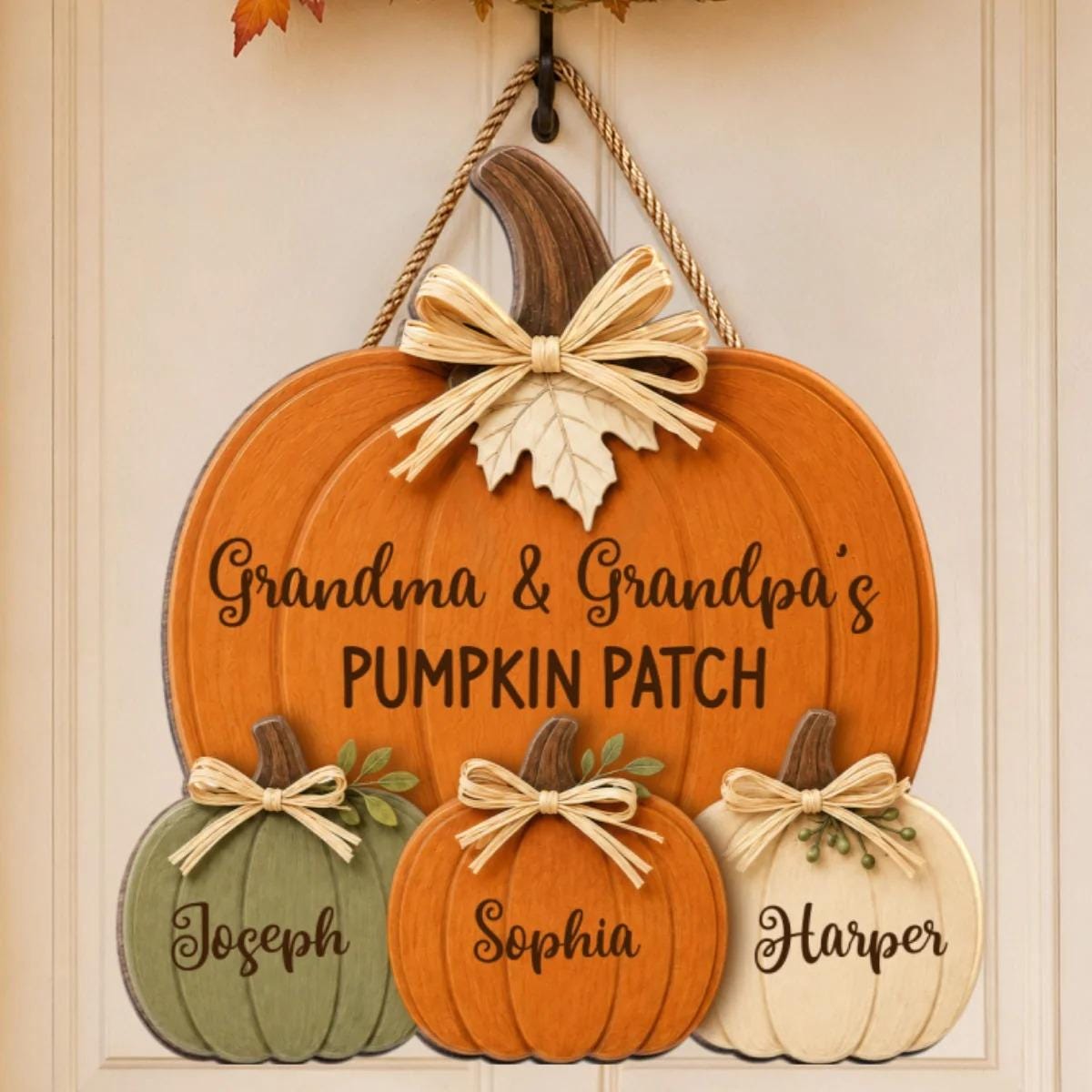 Personalized Grandma Grandpa's Pumpkin Patch Door Hanger, Fall Season Decor, Fall Pumpkin Patch Sign Grandma Thanksgiving Decor