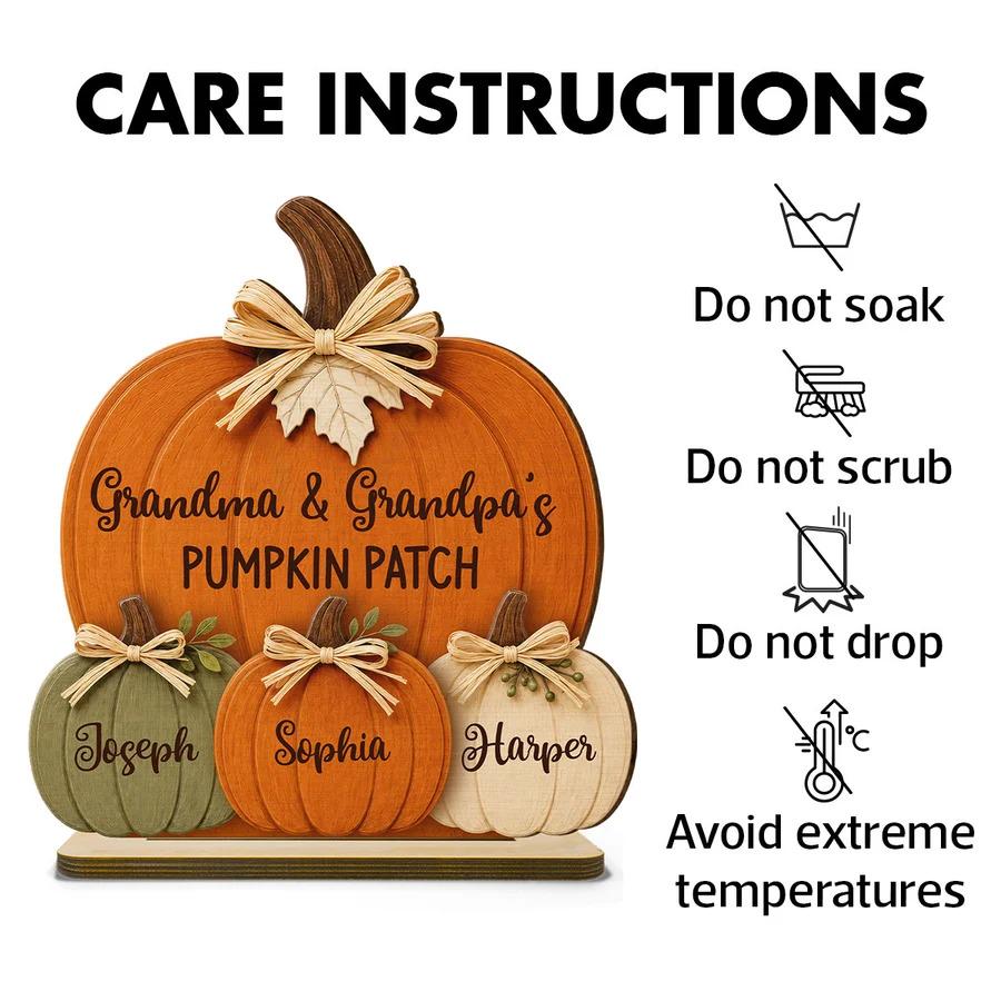 Personalized Grandma & Grandpa's Pumpkin 2-Layered Wooden Plaque, Fall Season Decor For Grandparents