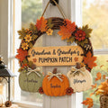 Personalized Grandma Grandpa's Pumpkin Patch Door Hanger, Fall Season Decor For Grandparents