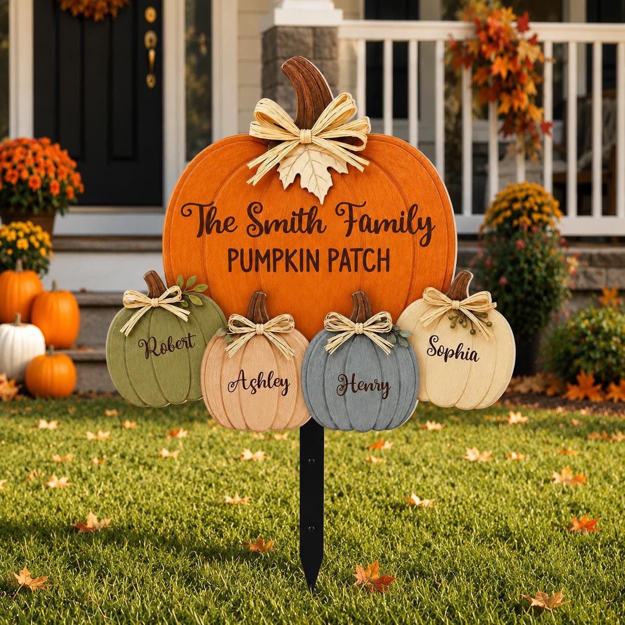 Grandma Grandpa Pumpkin Patch Custom Shape Garden Metal Sign, Personalized Fall Yard Sign, Autumn Porch Decor
