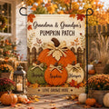 Personalized Fall Garden Flag, Grandma Grandpa Pumpkin Patch Sign, Custom Family Names, Autumn Porch Decor