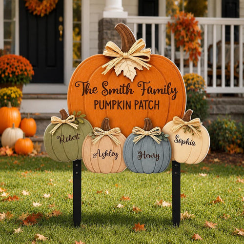 Grandma Grandpa Pumpkin Patch Custom Shape Garden Metal Sign, Personalized Fall Yard Sign, Autumn Porch Decor